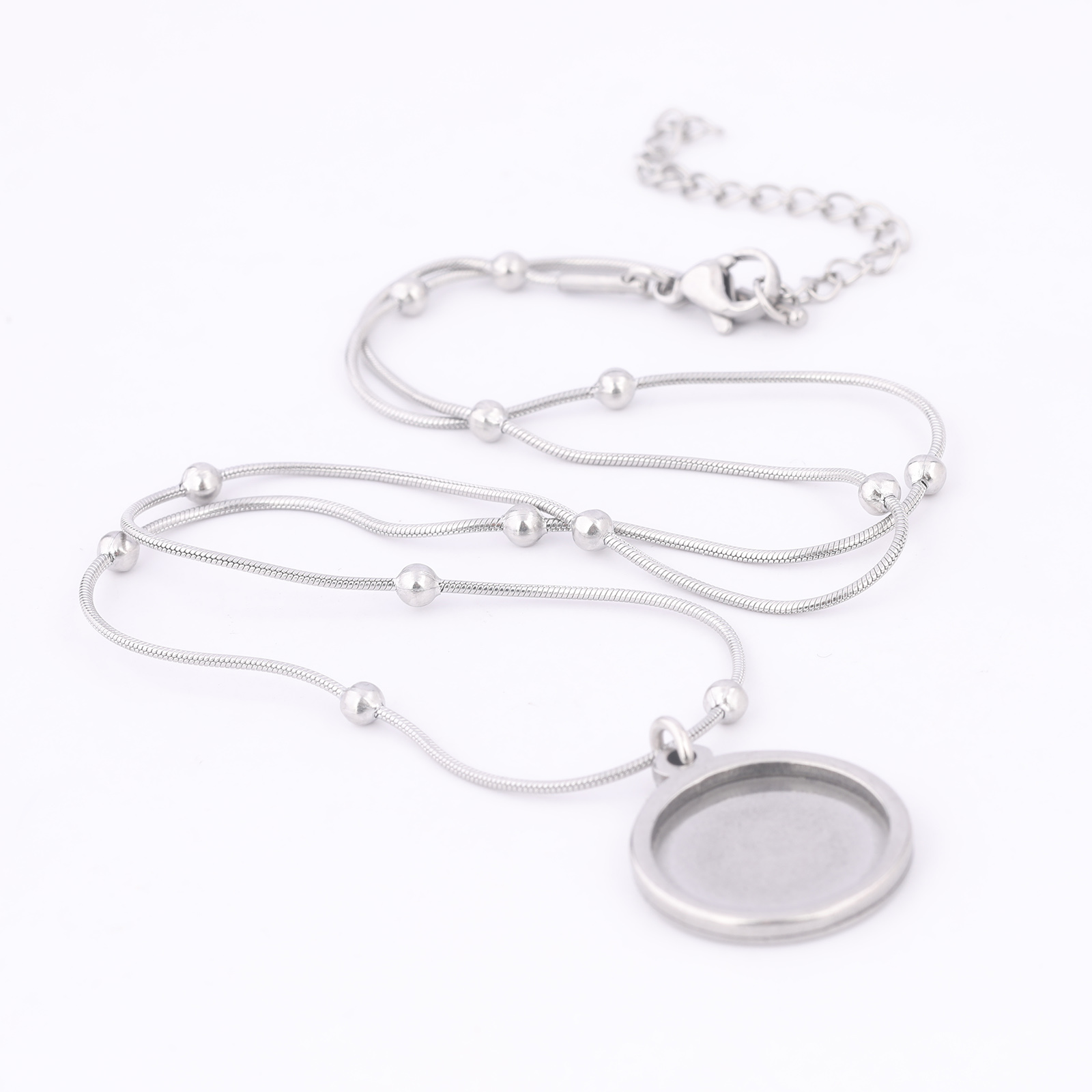 Pendant Blank Bezel - 2개 스테인리스 스틸 볼 체인 목걸이