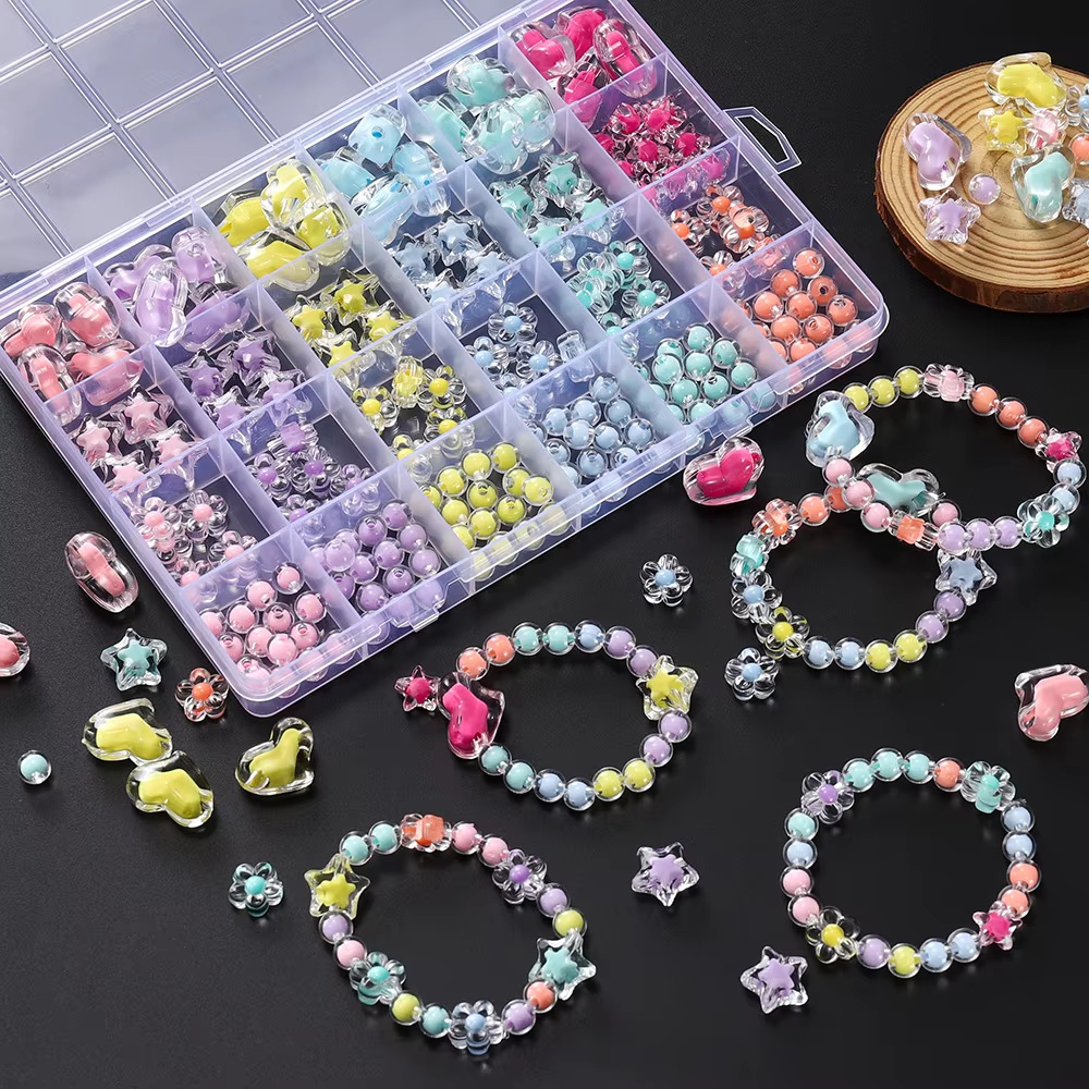 Jewelry Making Kits For Kids - 174개/박스 하트 아크릴 비즈 꽃 모양