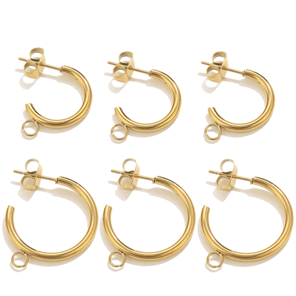 Jewelry Making Materials Wholesale - 6pcs 스테인레스 스틸 C 자형 귀걸이