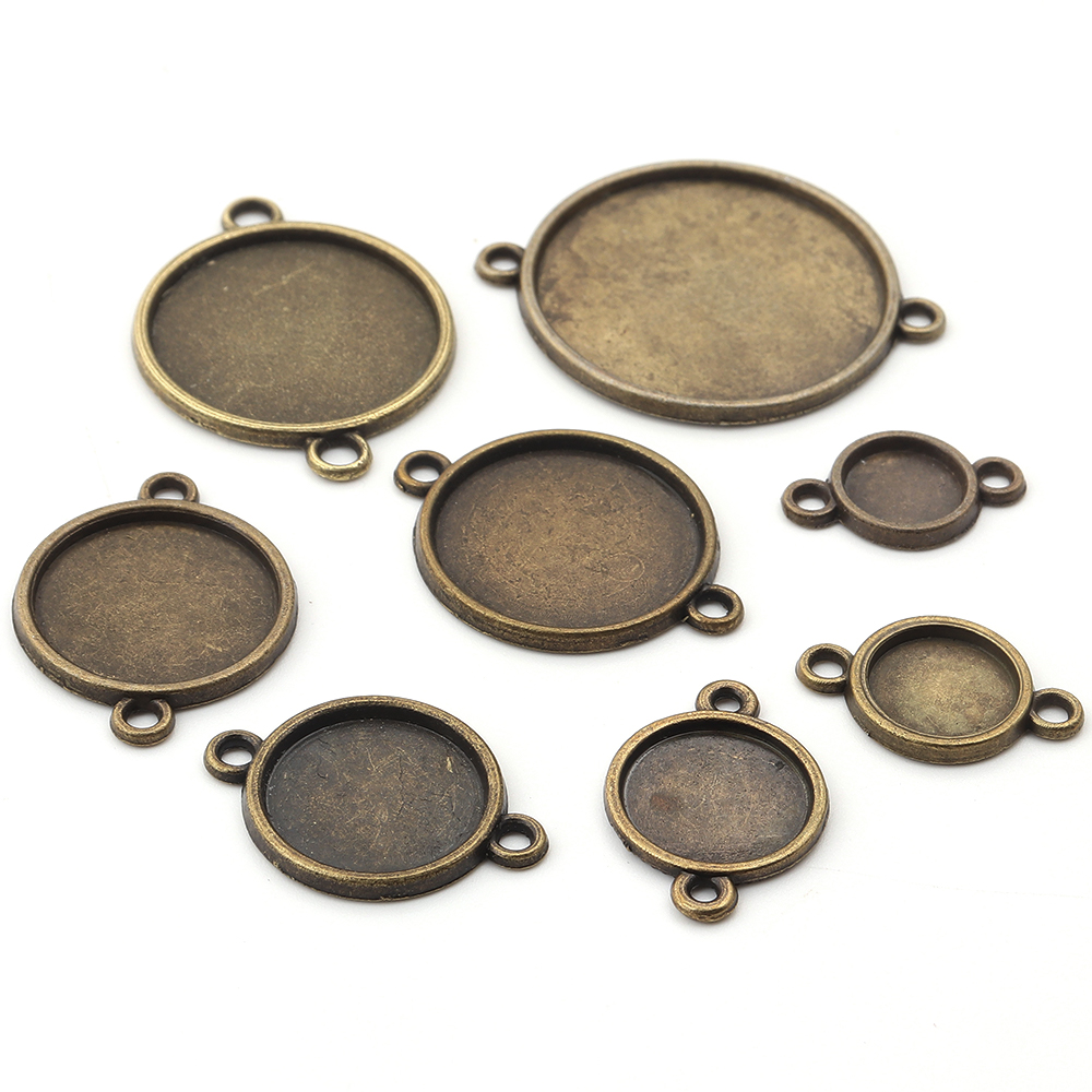 Pendant Blank Bezel - 10개입 8/10/12/14/16/18/20/25mm 원형 카보숑 베이스 이중