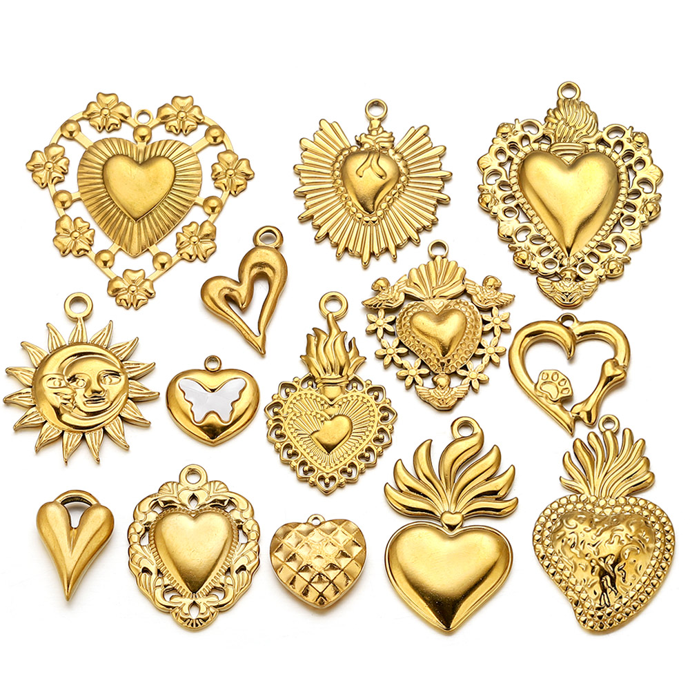 Jewelry Making Materials Wholesale - 5개 스테인리스 스틸 하트 태양 참