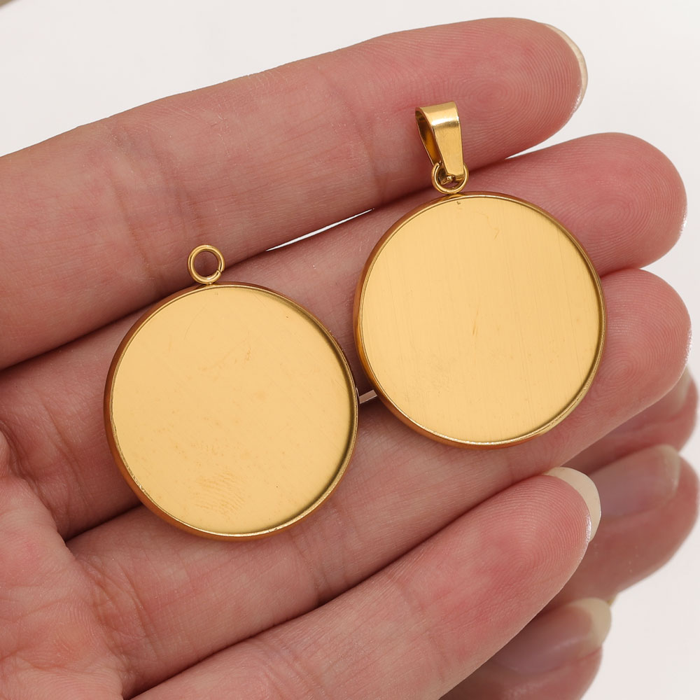 Pendant Blank Bezel - 10개 스테인리스 스틸 골드 펜던트 레진