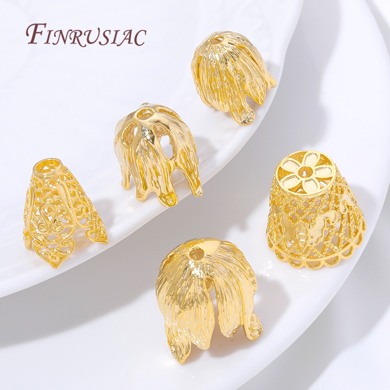 Jewelry Making Materials Wholesale - 18K 금도금 태슬 엔드 캡 도매