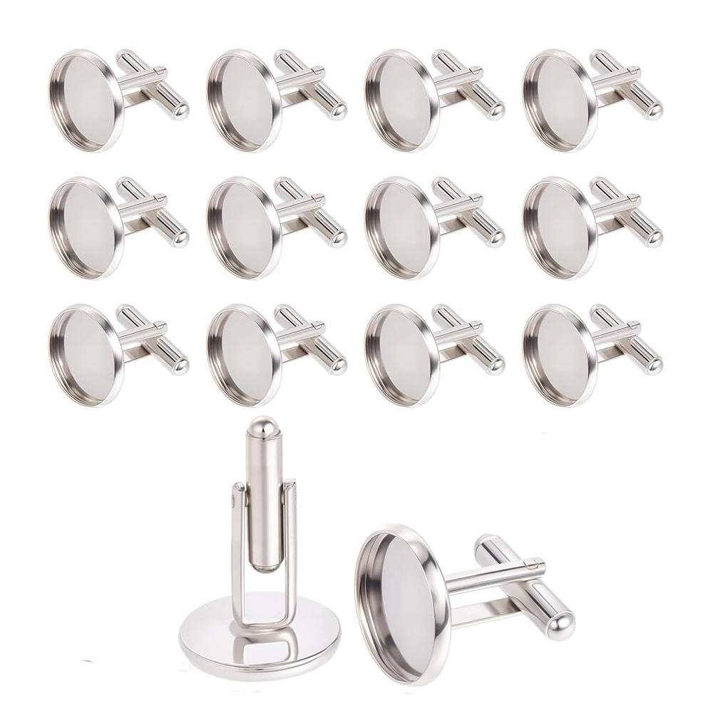 Pendant Blank Bezel - 20개 스테인리스 스틸 원형 커프스링크 블랭크,
