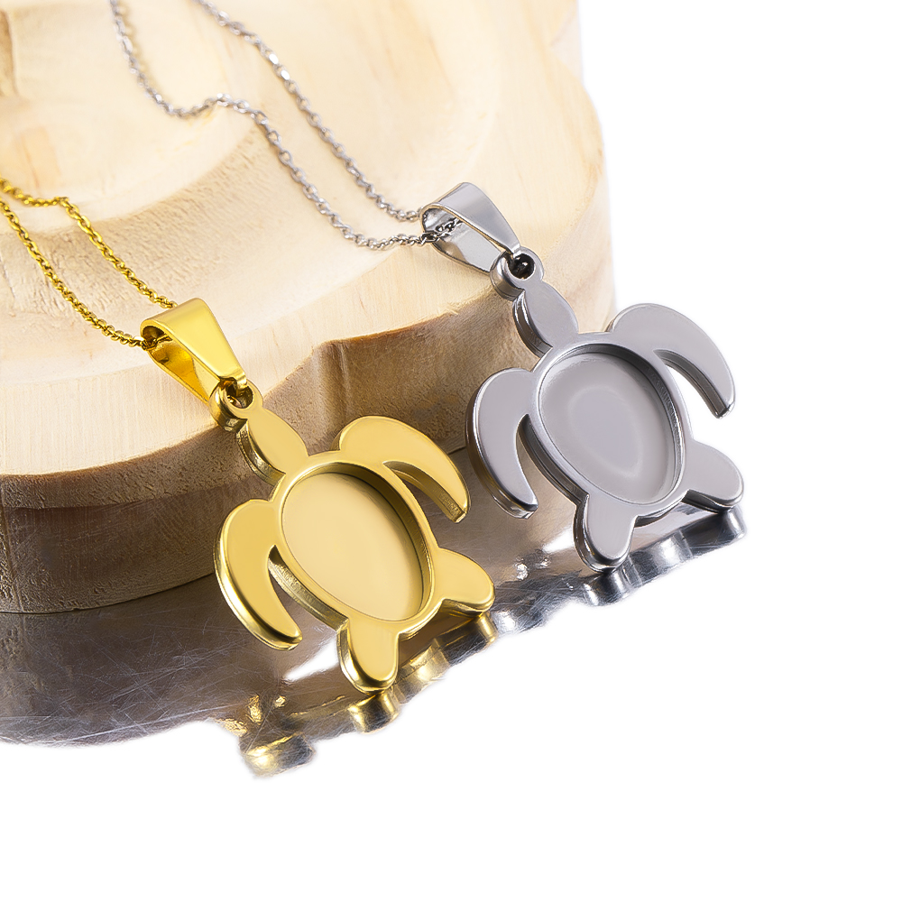 Pendant Blank Bezel - 1개 5개 스테인리스 스틸 금도금 거북이