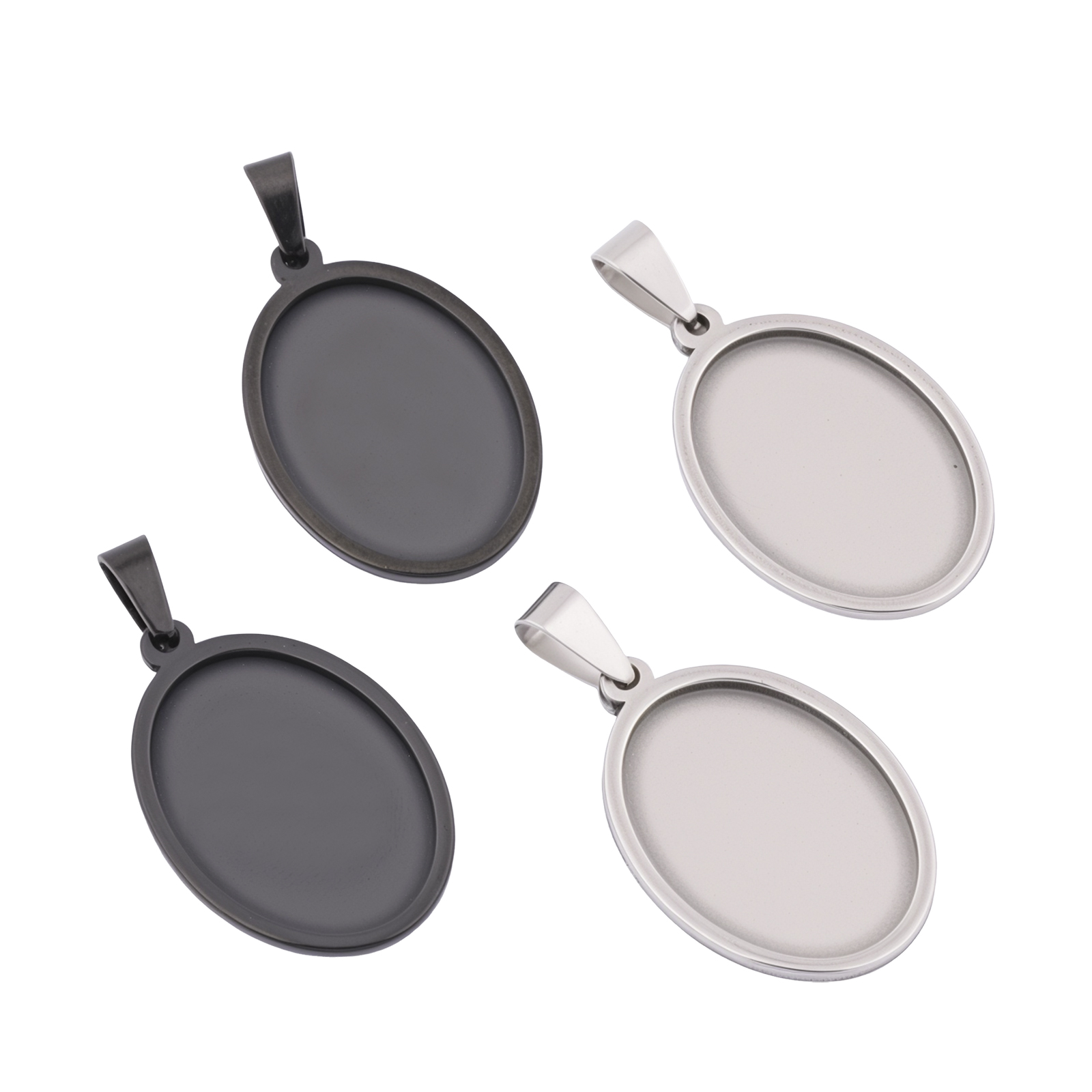 5개 스테인레스 스틸 블랙 타원형 카보숑 세팅 트레이  - Pendant Blank Bezel 리뷰 및 가격