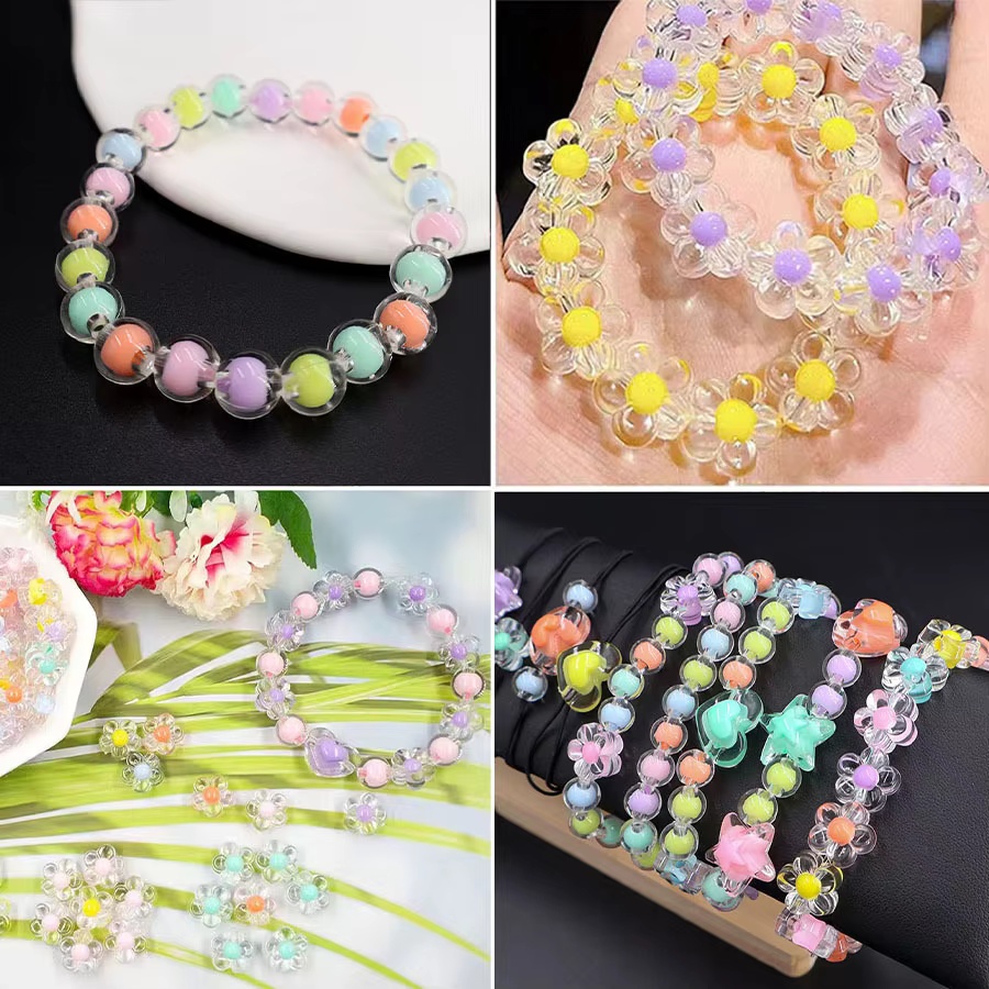 174개/박스 하트 아크릴 비즈 꽃 모양 원형 스페이서 - Jewelry Making Kits For Kids 리뷰 및 가격