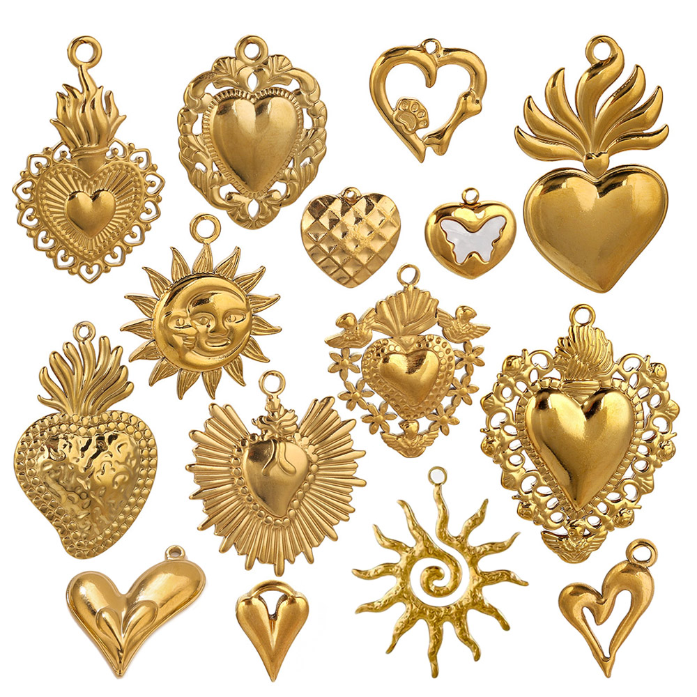 5개 스테인리스 스틸 하트 태양 참 장식품 금도금 PV - Jewelry Making Materials Wholesale 리뷰 및 가격