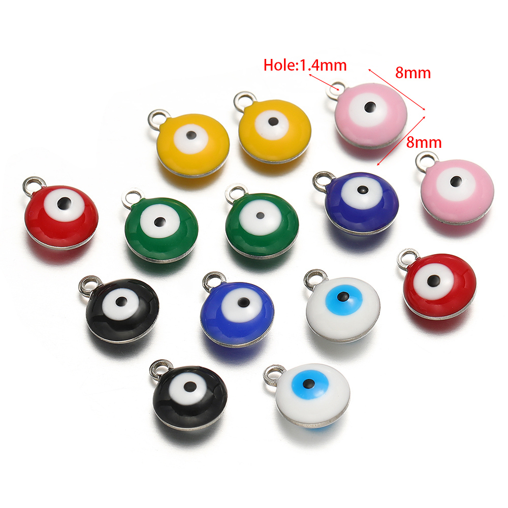 20개/세트 방수 스테인리스 에나멜 악마의 눈 참 목걸 - Jewelry Making Materials Wholesale 리뷰 및 가격