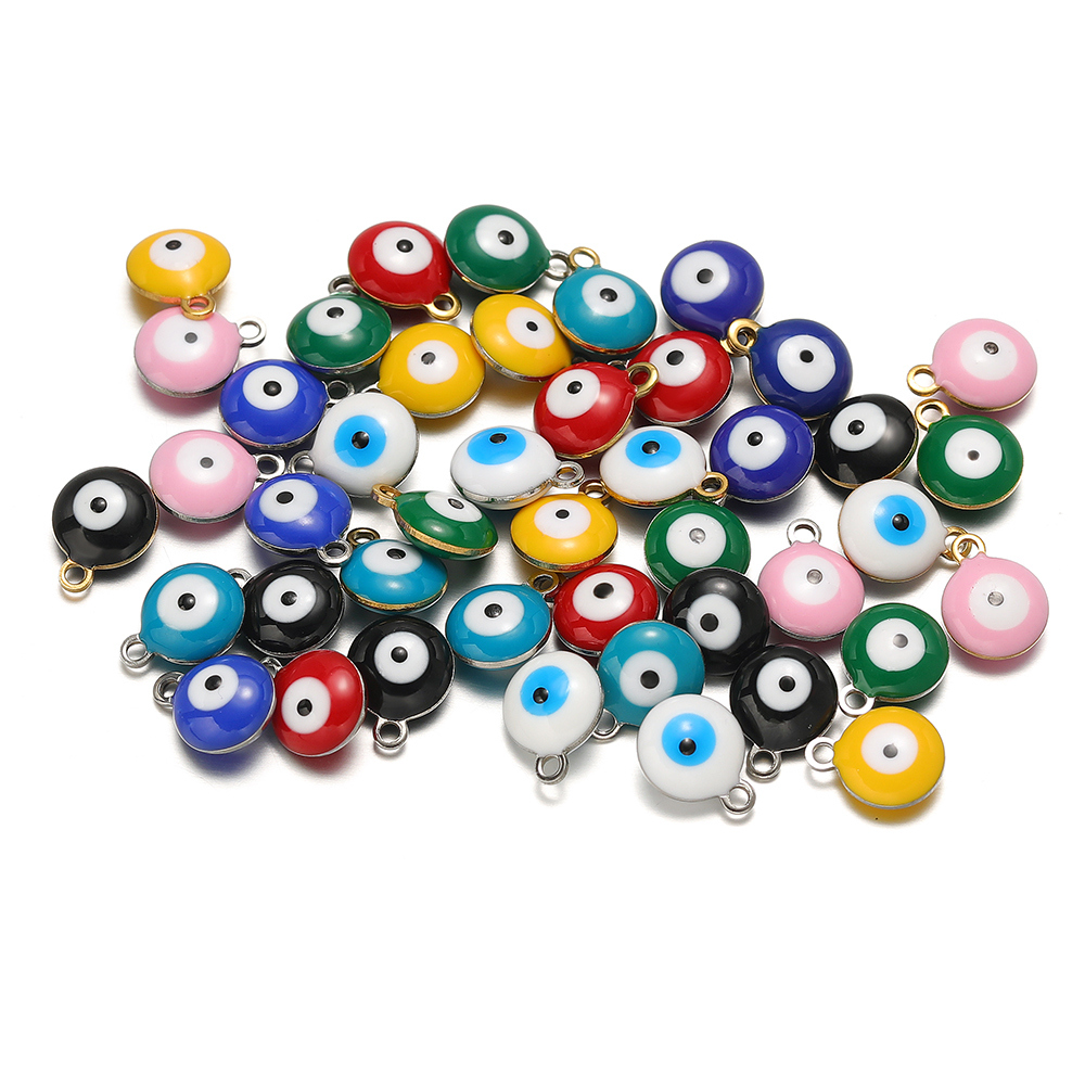 20개/세트 방수 스테인리스 에나멜 악마의 눈 참 목걸 - Jewelry Making Materials Wholesale 리뷰 및 가격