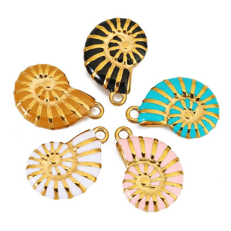 4pcs 스테인레스 스틸 조가비 골드 도금 에나멜 참  - Jewelry Making Materials Wholesale 리뷰 및 가격