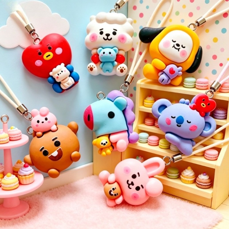7pcs BT21 수지 만화 참 DIY 액세서리 공예  - Jewelry Making Designs 리뷰 및 가격