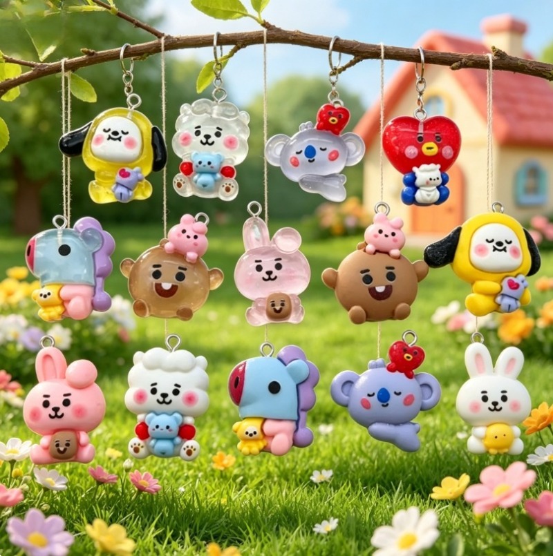 7pcs BT21 수지 만화 참 DIY 액세서리 공예  - Jewelry Making Designs 리뷰 및 가격