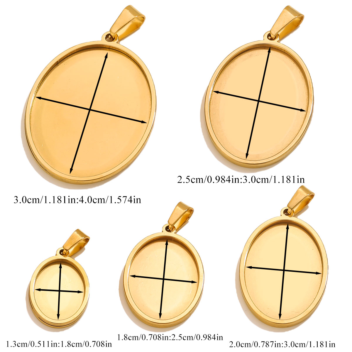 5개 스테인리스 스틸 참 골드 도금 타원형 펜던트 액세 - Jewelry Making Materials Wholesale 리뷰 및 가격
