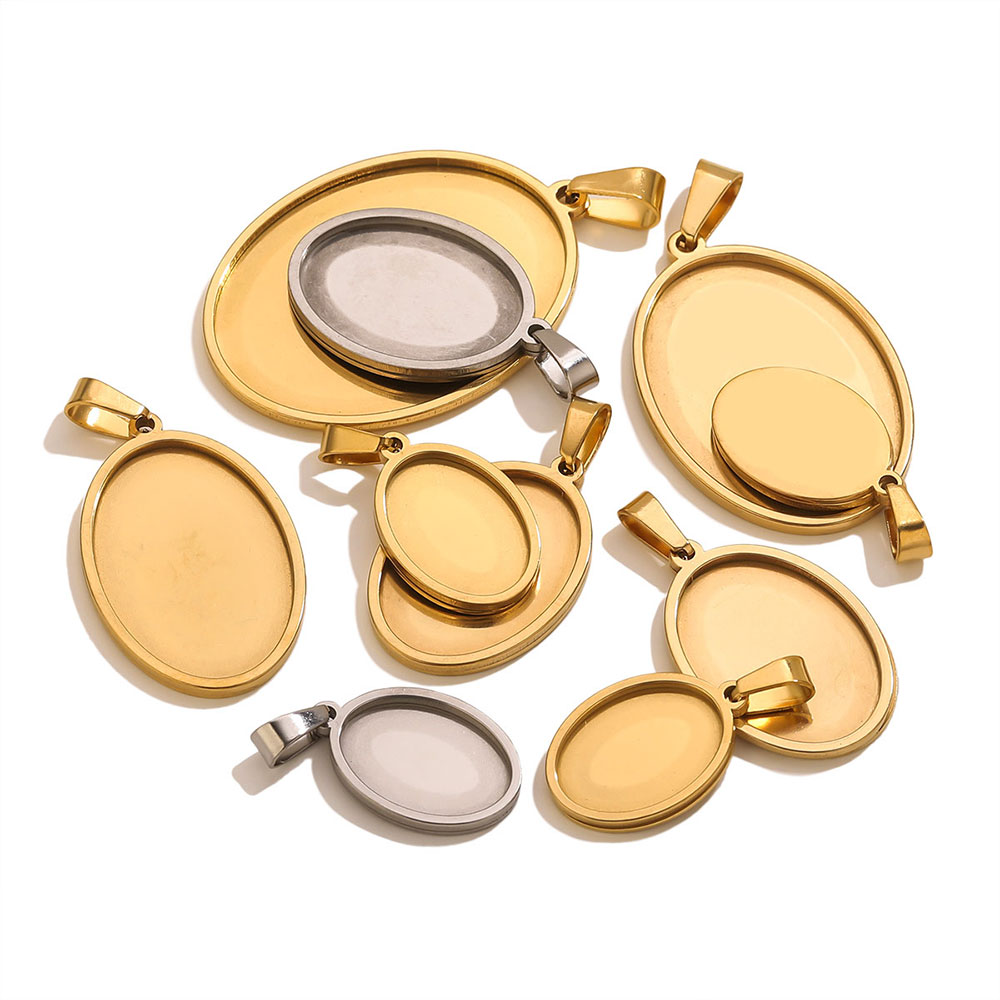 5개 스테인리스 스틸 참 골드 도금 타원형 펜던트 액세 - Jewelry Making Materials Wholesale 리뷰 및 가격