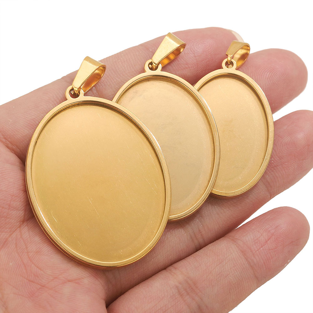 5개 스테인리스 스틸 참 골드 도금 타원형 펜던트 액세 - Jewelry Making Materials Wholesale 리뷰 및 가격