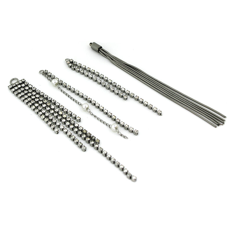 2pcs 스테인레스 스틸 라인스톤 체인 태슬 펜던트 귀 - Jewelry Making Materials Wholesale 리뷰 및 가격