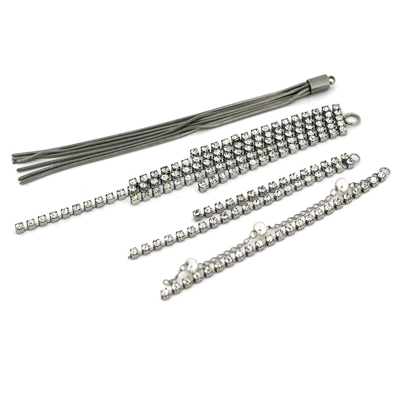 2pcs 스테인레스 스틸 라인스톤 체인 태슬 펜던트 귀 - Jewelry Making Materials Wholesale 리뷰 및 가격