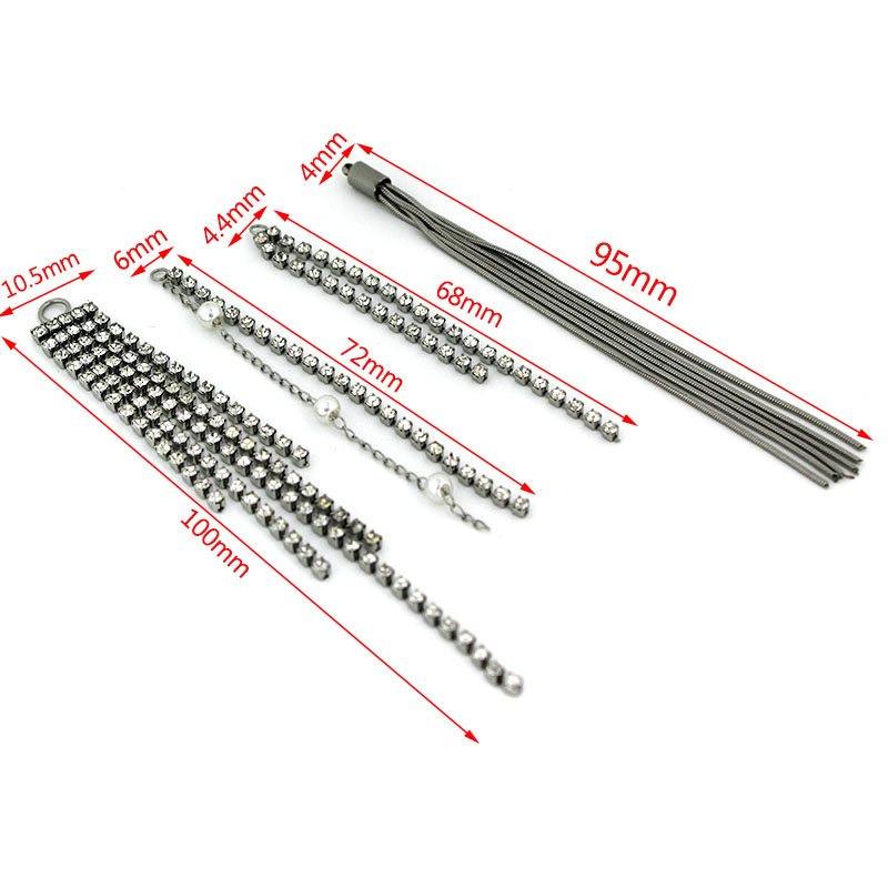 2pcs 스테인레스 스틸 라인스톤 체인 태슬 펜던트 귀 - Jewelry Making Materials Wholesale 리뷰 및 가격