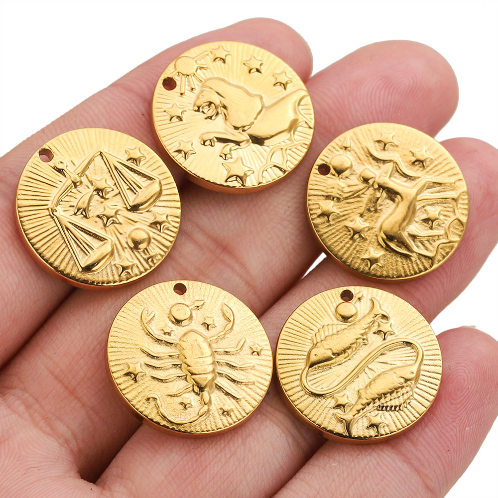 5개 스테인리스 스틸 12궁도 참 장식 커넥터 금도금  - Jewelry Making Materials Wholesale 리뷰 및 가격